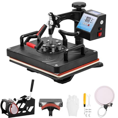 Victool Hitzepresse Transferpresse Heat Press Heißpresse mit Becher Transfermaschine, Presskappenhalter, Runddruckplatten Presse, 360 Grad Schwenkbar DIY Mulitifunktional Sublimation Wärmepresse