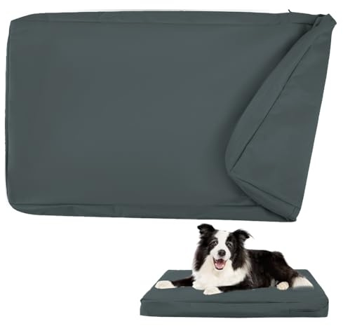 DUJUIKE 100% Wasserdichter Ersatzbezug für Hundebett, Ersatzbezug für Hundeunterlage, Abnehmbarer Hundematratzenbezug, Hundematratzeneinlage mit Reißverschluss (Dunkelgrau, S(76 x 51 x 10cm))