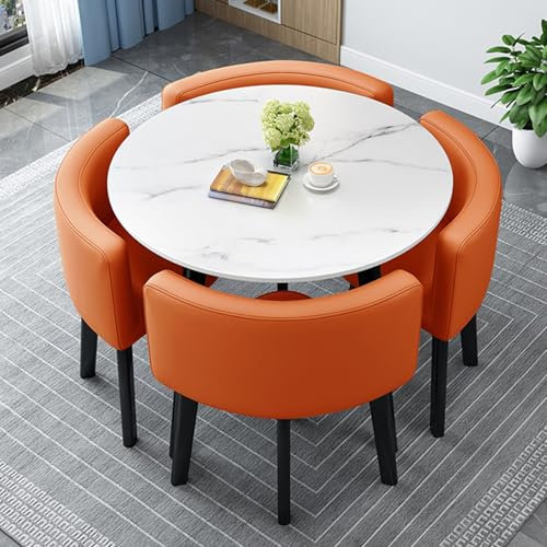 WOTZOV Besprechungstisch, runder Tisch für den Büroempfang, platzsparender Konferenztisch-Esstisch, Büro-Konferenzraum, Hotelbalkon, Besprechungsraum, Café, 80 cm, Ora，Orange One Size