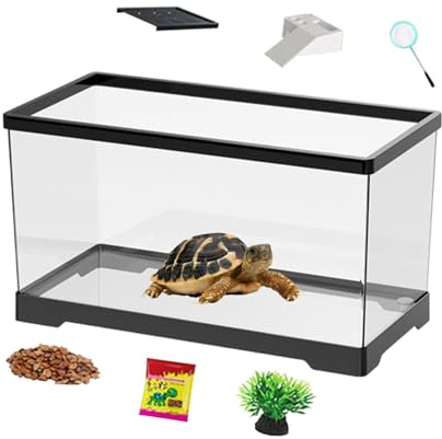 Terrarium Komplettset, Reptilienbecken, Komplett-Set Schildkröten-Terrarium, Mit Drainage Für Wasserschildkröten & Reptilien, Ideal Für Geckos, Schlangen & Amphibien