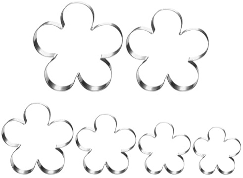 6 Pcs Flower Shaped Cookie Cutter Set Stainless Steel Flower Biscuit Cutters Cute Metal Cookie Molds Fondant Cutter Shapes Dishwasher Safe Biscuit Molds Fun Baking Tools