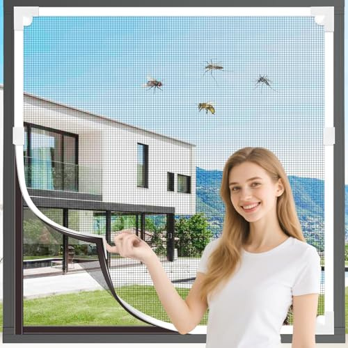 DIY Insektenschutz Magnetfenster, Fliegengitter Fenster Magnet, Magnet Rahmen für Fenster-Moskitonetz mit feinem Glasfaser-Mesh Zuschneidbar Fenster (120 * 130cm)