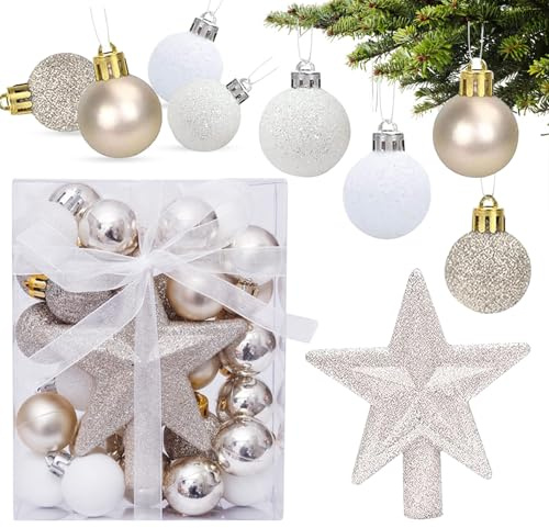 30 Stück Weihnachtskugeln, 3CM Weihnachtsbaum Kugeln Set, Weihnachtsdeko Kugeln, Baumkugeln Weihnachten, Kunststoff Weihnachtskugeln, Weihnachts Kugel, Glitzernd Matt Weihnachtsbaum Ornamente Party