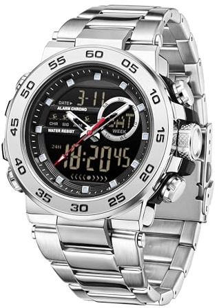 findtime Armbanduhr Herren Digitaluhr Sportuhr Herrenarmbanduhren wasserdichte Militär Uhren mit LED-Leuchtdisplay Analog-Digital-Anzeige