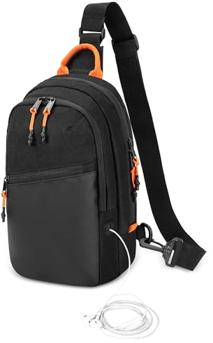 PGmoon Sling Bag – Fits Switch/Switch 2/Steam Deck/ROG Ally/Legion Go | Portable Travel Chest Bag with 3-Layer Zipper Pockets for Dock & Accessories, Black