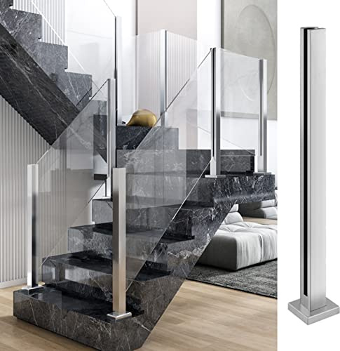 Poteau de garde-corps en verre d'intérieur – Balustrade en acier inoxydable 304 brossé – Options de hauteur de 25 à 60 pouces(Shallow Grey,Height 100cm)