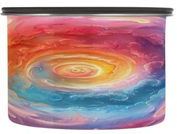 GakkiGii Colorful Cloud Spirals Airtight Stainless Steel Food Storage Jar 900ml – Kitchen Canister for Tea, Snacks, Coffee, Herbs, Pantry Use
