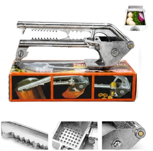 Tritino Taty Manual Garlic Squeezer, Schiaccia Aglio Manuale Multifunzione con Rompinoci, Apribottiglie, Batticarne e Rimuovi Squame, Utensile da Cucina in Metallo