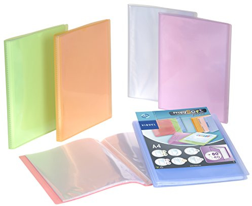 Viquel - Protège documents A4 en plastique - Porte-vues Personnalisable A4 - Reliure 80 Vues (40 pochettes) - Couleurs Aléatoire - Fabriqué en France 096948-04