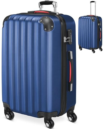 MONZANA® Koffer Handgepäck ABS Hard Case 4 Rollen Teleskopgriff Zahlenschloss Kantenschutz Reisekoffer Hartschalenkoffer Rollkoffer Trolley Blau L