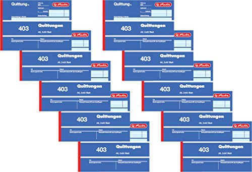 Herlitz Quittungsblock 403, A6 quer, 2 x 50 Blatt (10 Stück, DIN A6)