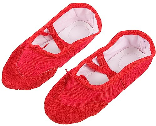 Women Ballet Shoes Kids House Slippers 1 Pair Ballet Dance Shoes Leather Ballet Slipper Sole Ballet Flats Yoga Shoes for Adult Kids Size 30 Women's Flats Girl Ballet Flats Red