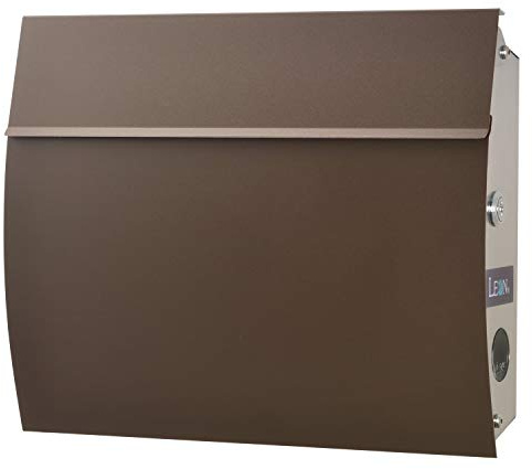 MB-4801 Wall Mount Locking Mail Box, Large Stainless Steel Post Box with Key, Modern Mid Century Wall Mounted Secure Letterbox for House or Office – Chocolate Brown : Mail Box Label Not Written
