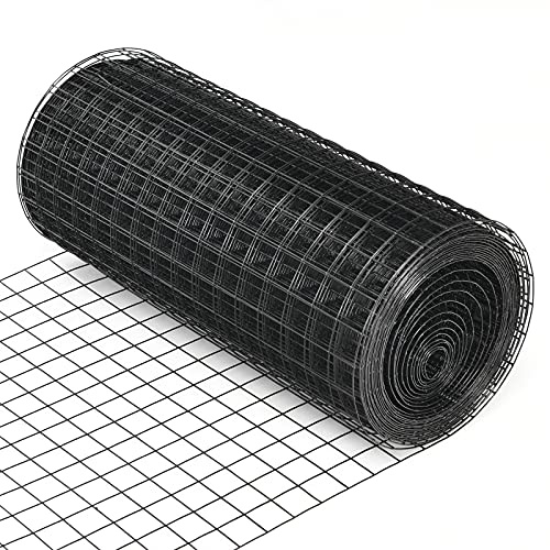 Goplus Hardware Cloth, 24 inch x 50 ft Black Vinyl Coated Welded Wire Mesh, 1.5 inch x 1.5 inch Grid 16 Gauge Wire Fence,Rabbit Chicken Wire Fencing(24 inch x 50 ft)