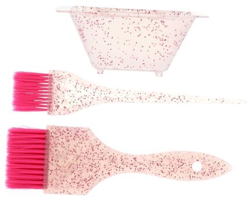 SOLUSTRE Hair Dye Color Brushes and Bowl Set Professional Brush Comb Tinting Bowl Dye Mixer Hair Coloring Dyeing Kit for Salon and Home DIY Use (Pink)