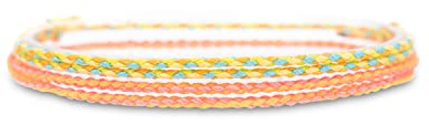 2x bracelet de cheville set pour hommes et femmes - boho hippie - accessoires de plage et de festival - fabriqués à la main - 100% coton écologique, imperméable et ajustable (Orange & Jaune)