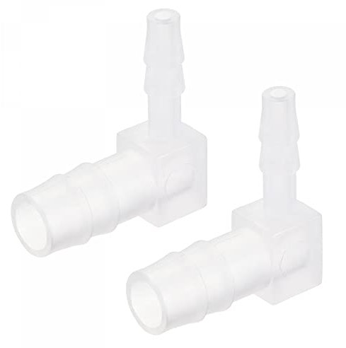 sourcing map Barb Hose Fitting, 5mm to 9mm Barbed Dia. Plastic Elbow Coupler Reducer Quick Connector Adapter, Pack of 2