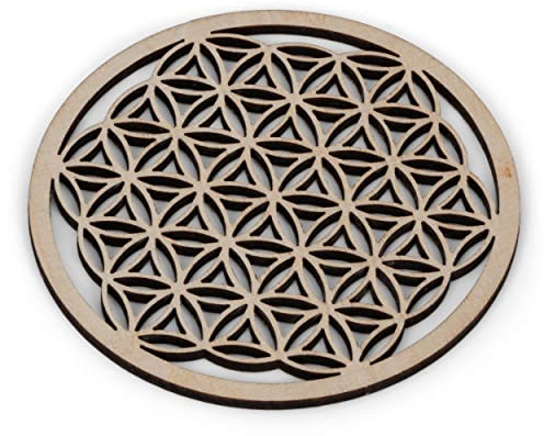 NKlaus 2 x Portavelas Flor de la Vida 3mm 9 cm contrachapado de abedul posavasos redondo 3850