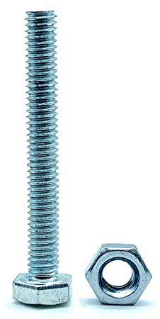 DOJA Barcelona | Schrauben mit Muttern | 5 Sechskantschrauben mit 5 Muttern | M16x100mm | aus verzinktem Stahl | Schrauben und Muttern, Gewindeschrauben und Muttern, Bolzen mit Mutter, Sechskantköpfe