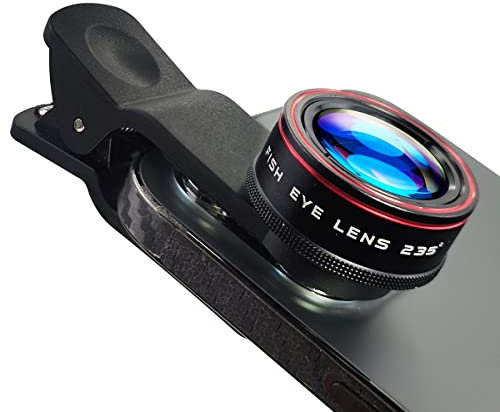 Mobile Phone Fisheye Lens, 235° Fisheye Lens, Compatible with Most iPhone Android Samsung Phones and Smartphones