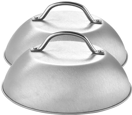 INTIRILIFE 2x Stainless steel melting dome melting bell in Silver - For better roasting of meat steaming of vegetables and melting of cheese