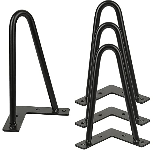 HUOLE Haarnadel Tischbeine,Modern-Stil DIY Metall Möbelfüße Hairpin Legs mit Bodenschoner & Schrauben für Schreibtisch Schrank Nachtständer-4 Stück - 20 cm schwarzer