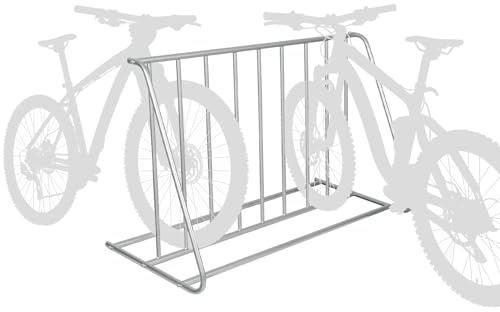 MyGift Large 54 Inch Silver Metal Double-Sided Grid Bike Rack Stand, Freestanding Bicycle Storage Holder for Garage or Outdoor Parking with 6-Bicycle Capacity