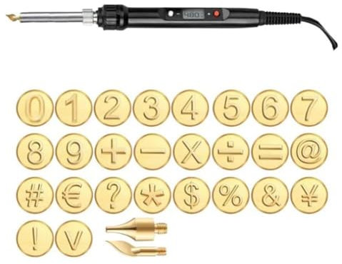 DIY Wood/Leather Burning Set, Wood Burning Kit, DIY Wood Burning Letters Stencils Set, Letter Soldering Iron DIY Tools, Woodworking Carving/Burning Tools Set, Letter Wood Burning Tool (A)