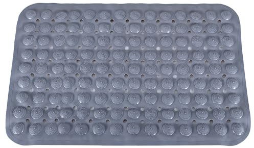 Yzpklhw Badewannenmatte rutschfest, 40x70 cm Duschmatte, Badewanneneinlage rutschfest, Badematte Antirutschmatte mit Saugnäpfen Extra Lange für Bad, Maschinenwaschbar, Grau
