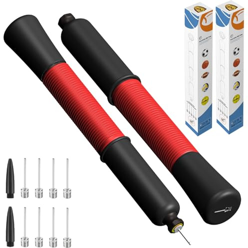 Ballpumpe mit Nadelaufbewahrung (Niemals die Nadel verlieren) Basketballpumpe mit 5/10 Nadeln und ausziehbarem Kabel für Fußball, Basketball, Volleyball, Rugby Ball - Großartig für alle Bälle