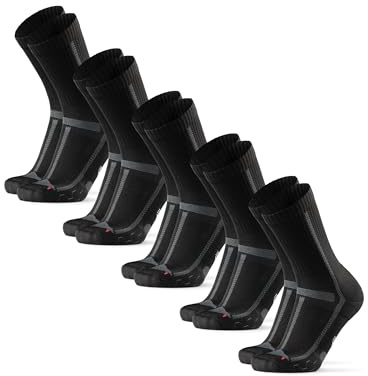 DANISH ENDURANCE Dämpade Löparstrumpor för Långdistans, Mot blåsor Ankelstrumpor, Svettavisande, for Män & Kvinnor, Unisex, 5-Pack, Svart/Grå 5-Pack, 43-47