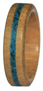 Ring blau - Holz vom Nussbaum mit Edelstein - schöner handgefertigter Schmuck für Damen und Herren (59 (18.8))