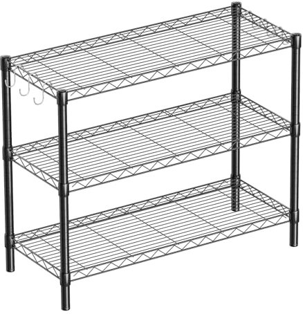 Guan River 3-Shelf Adjustable Metal Shelf Wire Shelving Unit Storage Rack Display Shelf for Office,Kitchen,Bedroom,Bathroom,Laundry,Pantry Basement,Garage(Black,36 L x 14 W x 30 H)