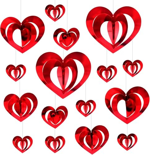 32 decorazioni da appendere a forma di cuore per San Valentino, decorazioni 3D a forma di cuore, romantiche decorazioni per albero di San Valentino, matrimoni, fidanzamenti, compleanni, addio al