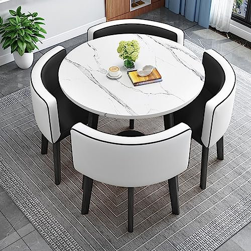 Moderner Stil Küche Frühstück Bar Tisch und Stuhl Set mit weicher Rückenlehne, platzsparende Möbel für Esszimmer, Kaffee, Büro und Konferenztische (schwarz und weiß)