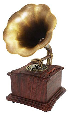 Aioneer Lettore di Vinile, Altoparlante retrò Giradischi Radio Stereo Sound Box Mini Altoparlante Wireless Grande Corno Grammofono Grammofono