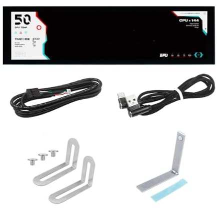 JNJOOD Monitor de temperatura del ordenador de 8,8 pulgadas (Tema dinámico compatible), pantalla secundaria IPS Tipo C CPU RAM HDD Datos FPS Monitor Negro