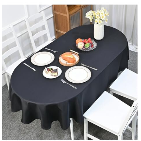 Schwarze runde Tischdecke, 180 cm, waschbar, Polyester, Tischdecke für Hochzeiten, Esszimmer, Bankette, luxuriöse Dekoration, Picknickdecke, 1 Stück
