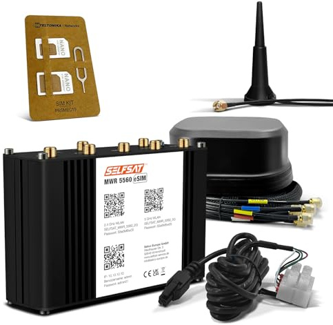 SELFSAT MWR 5560 eSIM 5G Cat 19 WLAN Router bis 3,4 Gbps inkl. SATCO 5G Antenne schwarz