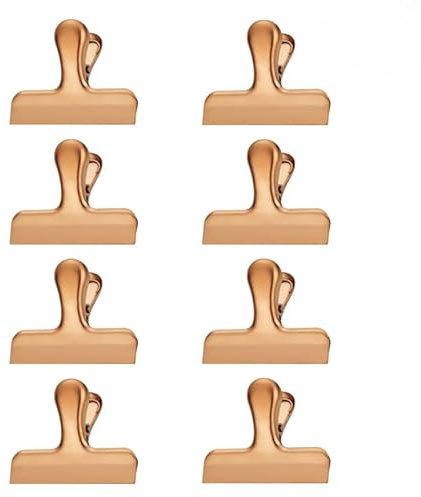20 Stück Metall Clips Tüten Verschlussclips 78mm Edelstahl-Verschlussklemmen Tütenclips für Lebensmittelbeutel Tüten Datei Papiergeld Binder Klemmen Bulldogge Clips Starke Federkraft-Rose Gold