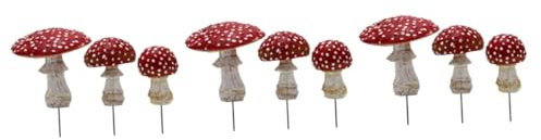 HEMOTON 3 Sätze Im Dunkeln Leuchtende Pilz Ornamente Pilz Zeug Garten Fliegenpilze Rasen Pilz Pfähle Figuren Pflanzendekor Gartenpilze Gartendekor Für Draußen Klein 3 Stück * 3