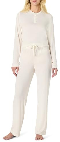 Amazon Essentials x Sofia Grainge Set Pigiama a Maniche Lunghe Stile Henley Donna, Avorio, L