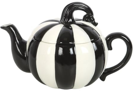 Something Different Strange & Unusual Striped Pumpkin Teapot (One Size) (Black/White)