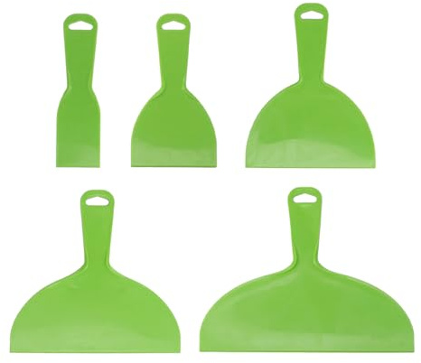 Bonbela Set di 5 raschietti in plastica per stucco, spatole in plastica, multiuso, flessibili, per pittura, intonaco, riempimento, con 5 misure da 5 a 25 cm