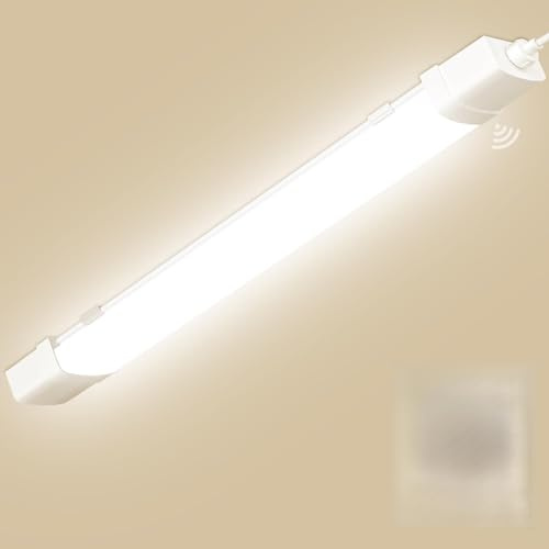 Litglobe Neon LED 115cm avec Detecteur Mouvement,40W 4000LM Tube Sensor Lampe,3000K Blanc chaud Reglette LED,IP65 Étanche Plafonnier Tube pour Garage Couloir Balcon Escalier