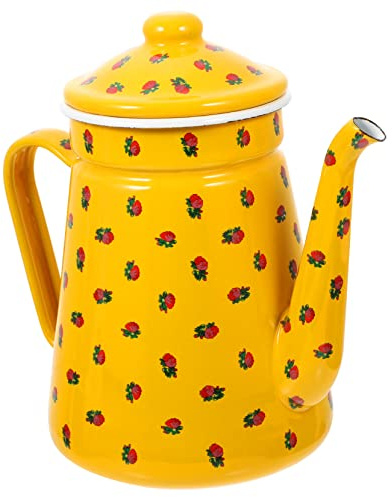 SMASOLO Bollitore Smaltato Con Beccuccio Sottile e Manico Teiera Multifunzionale Per Campeggio e Fornelli Induzione Gas Ed Elettrici Kettle Vintage Per Acqua Latte e Caffè
