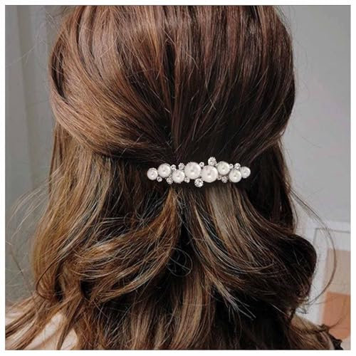 Enautoabs Silber Kristall Perle Haarspange Perle Haarspange Hochzeit Strass Französisch Kristall Barrettes Dekorative Accessoires Für Frauen Kopfschmuck