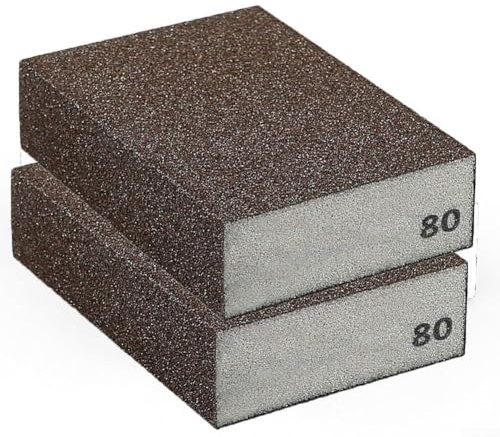 Zilimontt Lot de 2 blocs d'éponges abrasives flexibles humides et secs avec 7 options de grain 60 à 320, lavables et réutilisables pour bois, métal (grain 80)