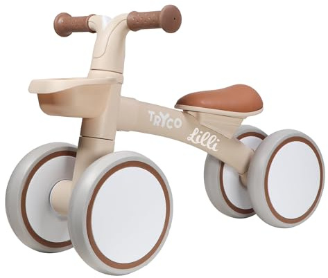 Mainely Personalizable Bicicleta de Equilibrio de Madera Luna Beige – Ligera & Estable – fomenta el Equilibrio & la coordinación – para niños a Partir de 18 Meses – Personalizada con Nombre – Tryco