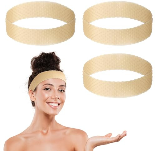 3 Stück Silikon Perücken Griffband Wig Cap für Perücken Elastisches Perücke Griff Rutschfestes Perückenband Perücke Zubehör Perückengriffband für Damen und Herren(Natur)
